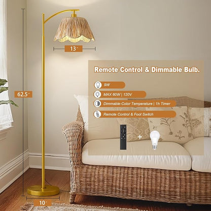 Oneach Boho Floor Lamp with 3 Color Temperatures, Farmhouse Floor Lamps - Image 3