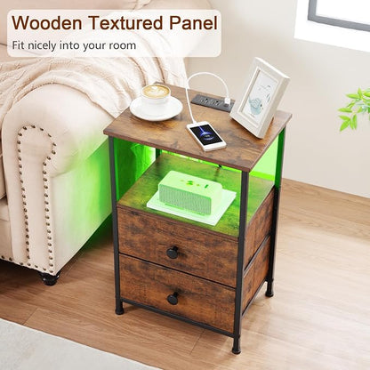 LOAKEKEL Night Stand Set 2, LED Nightstand - Image 9
