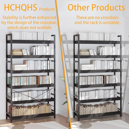 HCHQHS Bookshelf, Adjustable Industrial Bookcase, Vertical Tall Book Shelf - Image 5
