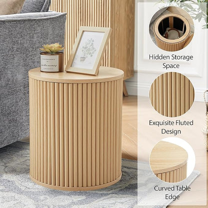 AVZEAR Small Round Side Table Fluted Night Stand Set of 2, Modern Boho End Table - Image 5