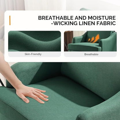 VINGLI Linen Fabric Accent Chairs Set of 2, Comfy Sofa Chair Living Room - Image 5