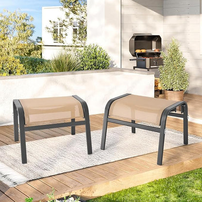 ONBRILL Outdoor Ottoman Set of 2, All Weather Outdoor Foot Stool - Image 9