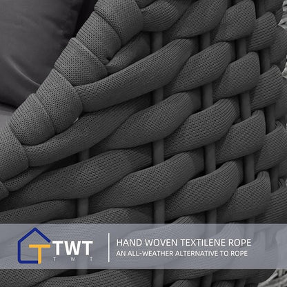 TWT 5 Pieces Patio Furniture Set, Outdoor Rope Conversation Sectional Patio Sofa - Image 7