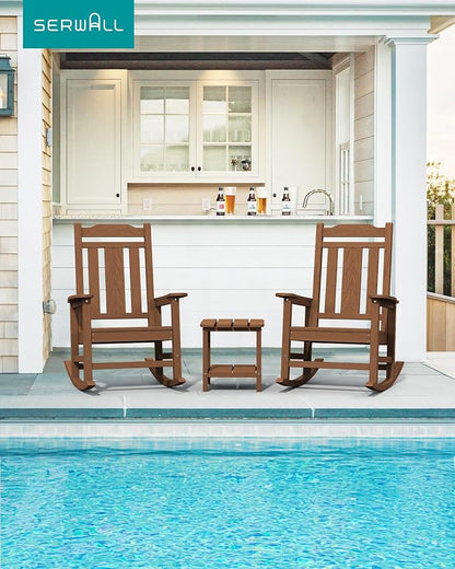 SERWALL Oversized Rocking Chair, HDPE Outdoor Rocking Chairs, Patio Rocking - Image 2