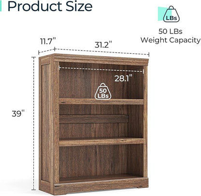 LINSY HOME 3-Tier Bookshelf Display Storage Shelves Farmhouse Bookshelf - Image 3