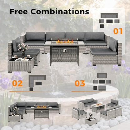 12-Seat Modern Outdoor Wicker Rattan Patio Furniture Set - Image 9