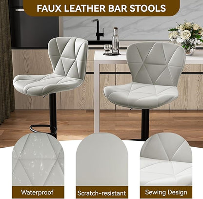 Nalupatio Modern Bar Stools Set of 2, Adjustable Faux Leather Upholstered - Image 4