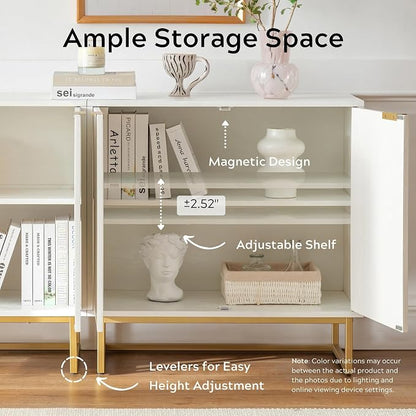 EYYTHUNG Fluted Storage Cabinets Set of 3, Sideboard Buffet Cabinet Modern - Image 4