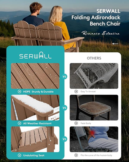 SERWALL 5 Pieces HDPE Patio Adirondack Chair Set, 2 Adirondack Chair - Image 6