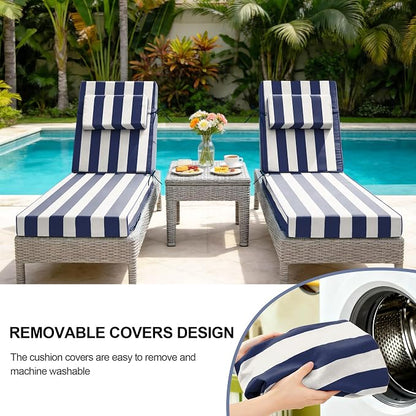 Chaise Lounge Cushions Outdoor 72x21x6 Inch, Fade Resistant 6'' Thicken Outdoor - Image 8