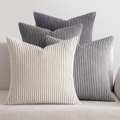 MIULEE Pack of 4 Neutral Grey Gradient Decorative Throw Pillow Covers 20x20 by MIULEE