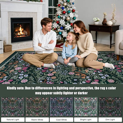 10x12 Area Rugs for Living Room: Floral Washable Rug Vintage Large Soft Boho - Image 9