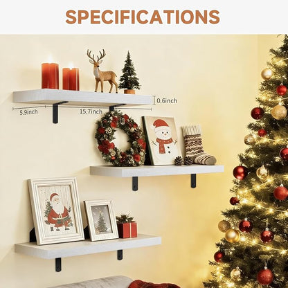 Easy Install Floating Shelves, 15.7 Inch Wall Mounted Wood Shelf, Hanging Shelf - Image 3
