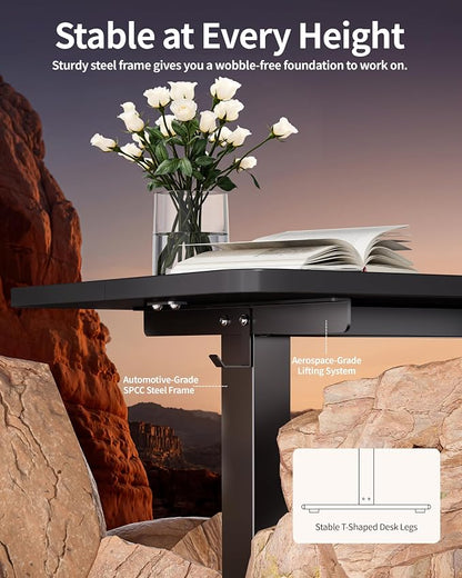 BIZUM Electric Standing Desk 63 x 24 Inch Computer Desk-Gaming Desk Black Home - Image 6