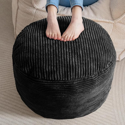 HIGOGOGO Round Stuffed Pouf Ottoman, Corduroy Poufs by HIGOGOGO