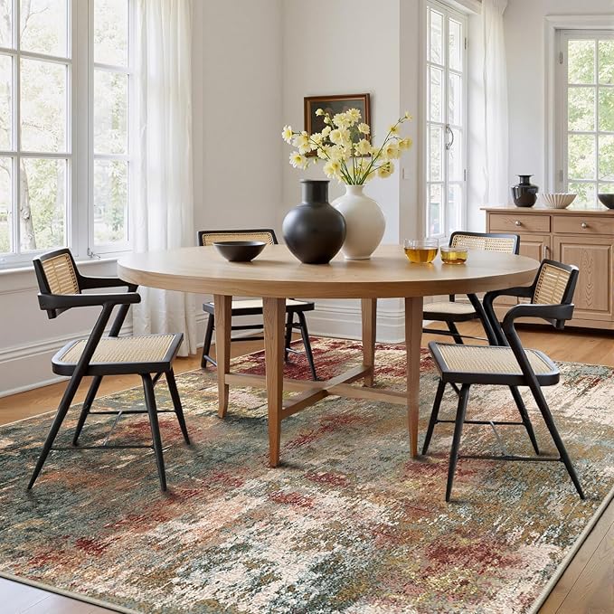 RELEANY Washable Area Rugs 7'x9' Non-Slip Modern Abstract Soft - Image 8