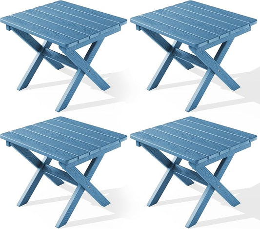 SERWALL Folding Outdoor Side Table Set of 4, Small Adirondack Side Table by SERWALL