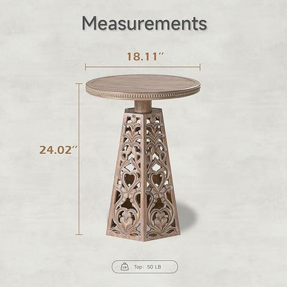 COZAYH Rustic Farmhouse Wooden End Table, Distressed Round Accent Table - Image 2