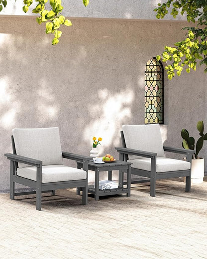SERWALL HDPE Patio Sofa Set, 3-piece Sectional Outdoor Furniture Set, All - Image 7