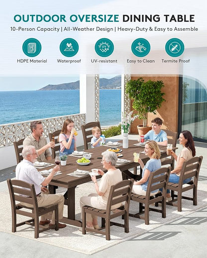 SERWALL Outdoor Armless Dining Chairs Set of 4, All-Weather HDPE Patio Dining - Image 8
