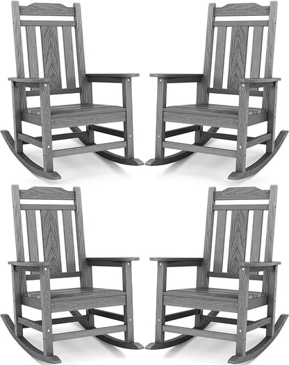 SERWALL Oversized Outdoor Rocking Chair Set of 4, All Weather Patio Rocking by SERWALL