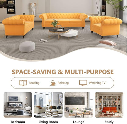QHITTY 2 Piece Living Room Set, Sectional Chesterfield Sofa Chair Contemporary - Image 6