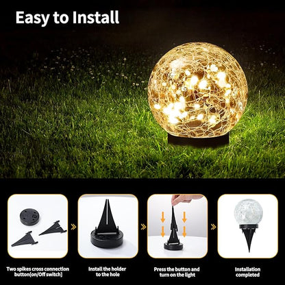 JKIMK Solar Globe Lights Outdoor Waterproof - Image 4