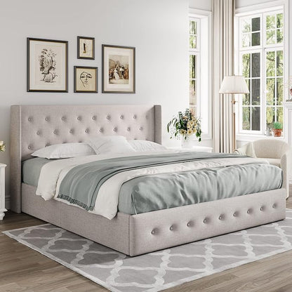 Allewie Queen Size Lift Up Storage Bed, Button Tufted Headboard - Image 8