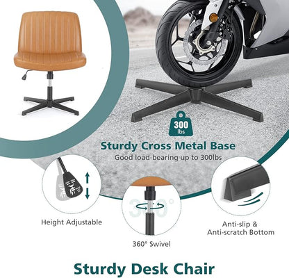 OLIXIS Criss Cross Legged Chairs Armless No Wheels Wide Seat Height Adjustable - Image 7