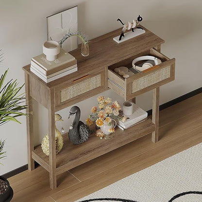 Trironsun Farmhouse Rattan Console Table - Image 2