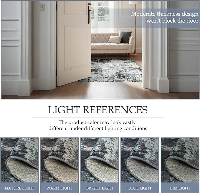 RELEANY Washable Area Rugs 4ft Non-Slip Modern Abstract Soft - Image 4