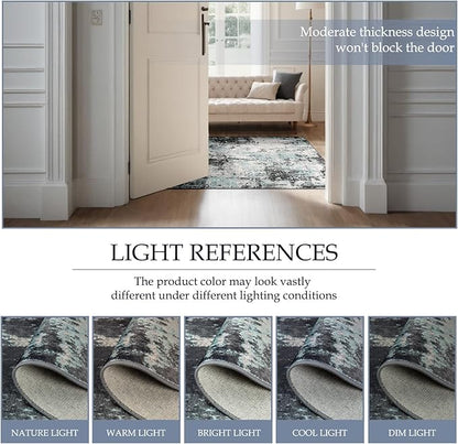 RELEANY Washable Area Rugs 4ft Non-Slip Modern Abstract Soft - Image 4