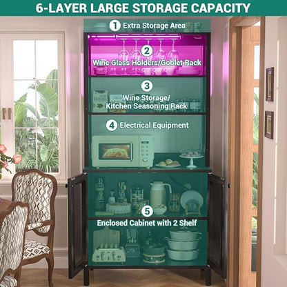 Aheaplus Bar Cabinet with Power Outlets, Coffee Bars Station - Image 7