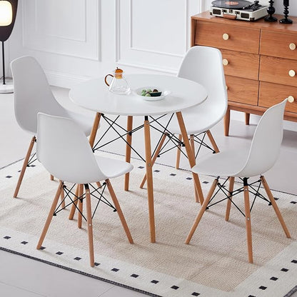 5-Piece Round Dining Table Set, Small 35.5" Kitchen Table Chairs Set of 4 Space - Image 6
