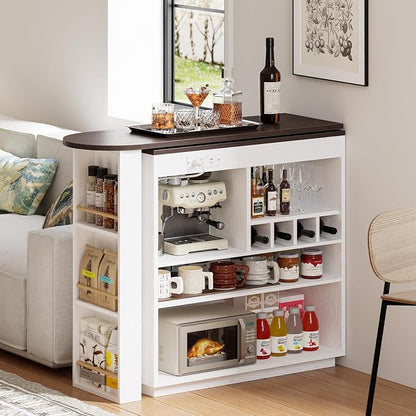 ModernMate Bar Cabinet with Storage 360° Rotating Home Bar Table with Power - Image 7