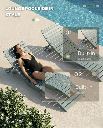 Folding HDPE Outdoor Chaise Lounge - Image 5