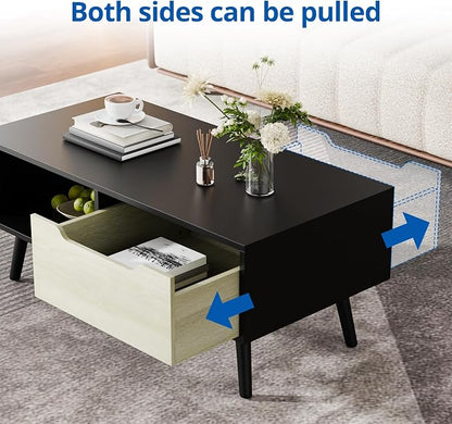 Cozy Castle Modern Coffee Table, Wooden Cocktail Table - Image 4