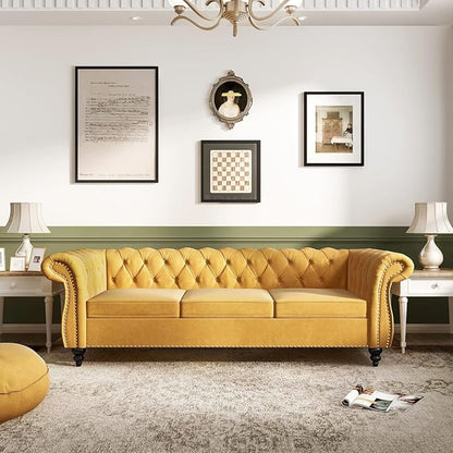 AVZEAR 3 seat Sofa, Velvet Sofa Living Room Large Sofa Modern Chesterfield - Image 5