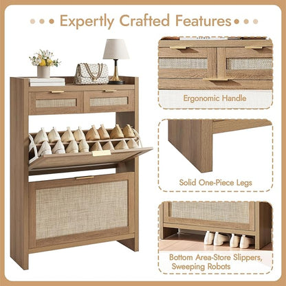HOKYHOKY Rattan Shoe Storage Cabinet - Image 7