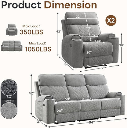 HAOMARKETS 3-Piece Recliner Sofa Set - Image 2