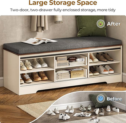 UPOSOJA 60“ Farmhouse Storage Bench - Image 3