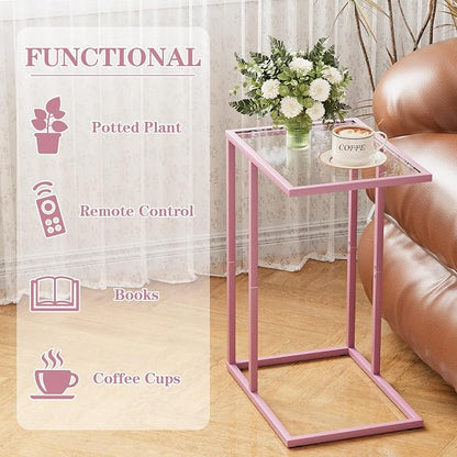 C Shaped End Table Set of 2, Small Side Couch Sofa Tables - Image 4