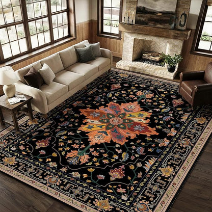 RELEANY Area Rugs 9'x12' Washable Non-Slip, Floral Vintage Distress Print - Image 4