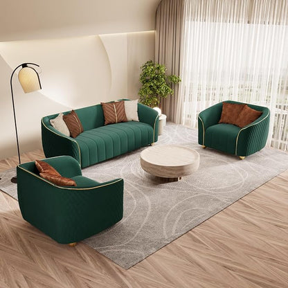 3-Piece Luxury Velvet Sofa Set for Living Room, Elegant Design Couch Set - Image 5