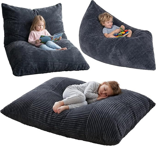 BRINJOY 3 in 1 Kids Bean Bag Chair Bed, Memory Foam Filled Floor Bed Bean Bag by brinjoy
