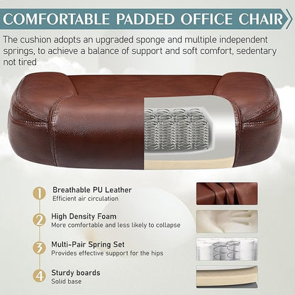 Leather Office Chair, PU Home Computer Desk Chairs - Image 5