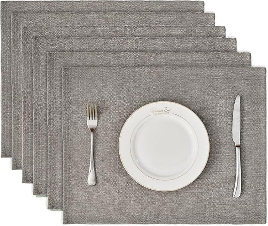 BALCONY & FALCON Placemats Set of 6 Faux Linen Cloth Place Mats Washable by BALCONYFALCON