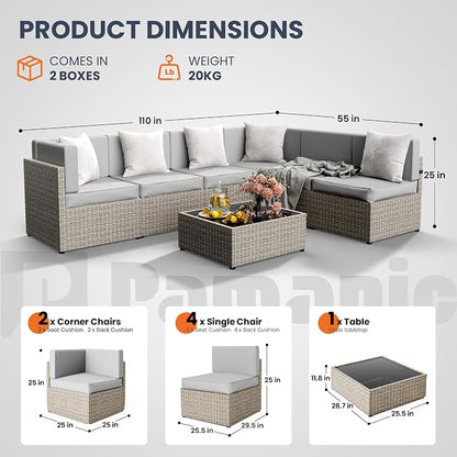 Pamapic 7-Piece Outdoor Sectional Furniture Set, All-Weather Wicker Patio Sofa - Image 5