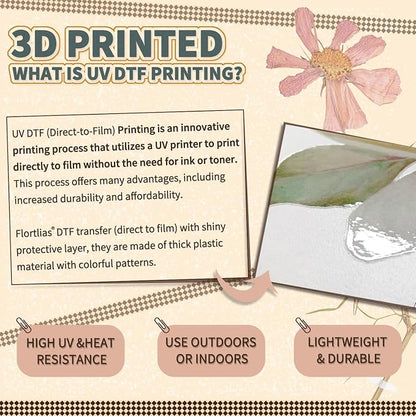 Floral Vintage Rub on Transfer for Furniture Large Flower UV DTF Transfer - Image 6