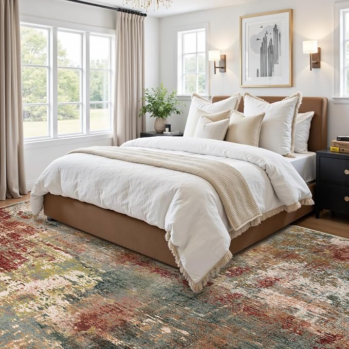 RELEANY Washable Area Rugs Square 10ft Non-Slip Modern Abstract Soft - Image 7